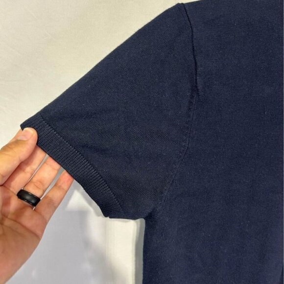 Womans ZARA navy blue short sleeved lightweight sweater. Size small. Mock neck. - Picture 4 of 8